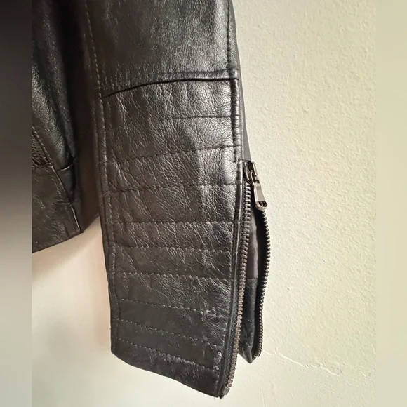Black Leather Massimo Moto Jacket - Picture 4 of 5